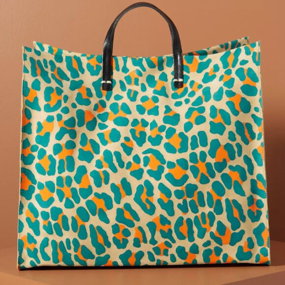 Clare V Handbags - Clare V NWT Leopard Cheetah Print Neon Tote Bag Animal Print Cat Handbag Leather